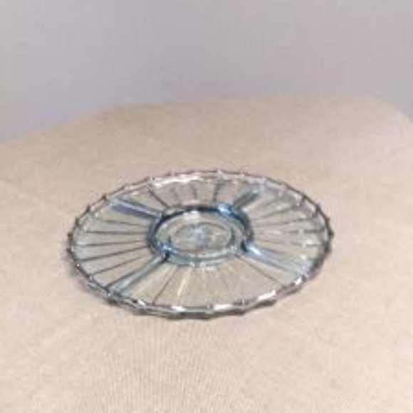 Vintage Ice Blue Glass Appetizer Plate - Picture 3 of 3